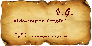 Vidovenyecz Gergő névjegykártya